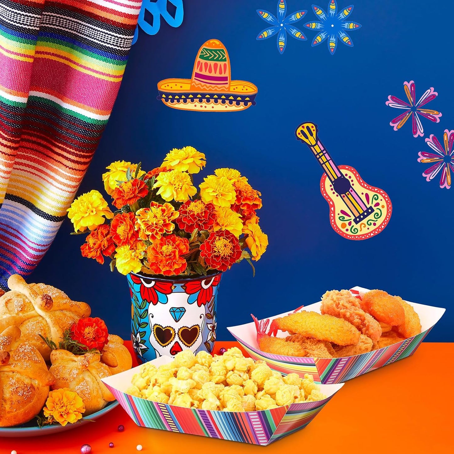 Engrowtic 100 Pcs Fiesta Mexican Nacho Trays Disposable Food Trays Taco Boats for Candy Hot Dog Cinco De Mayo Birthday Party Supplies (3 lb)