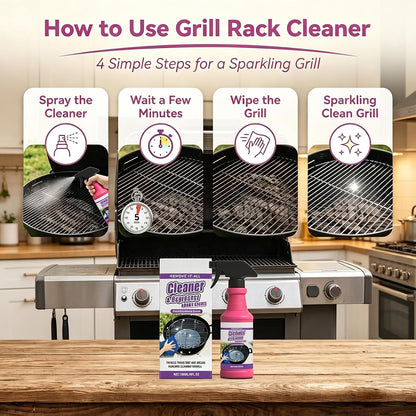 Fast Acting Heavy Duty Grill Degreaser Spray,2026 New BBQ Degreaser Cleaner Heavy Duty,120 ML Outdoor Grills Cleaner,Easily Lifts Baked-On Carbon and Grease,For Kitchen Grates and Racks (3PC)