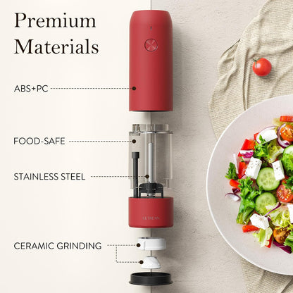 Ultrean Electric Salt and Pepper Grinder Set, Rechargeable,Matte Black