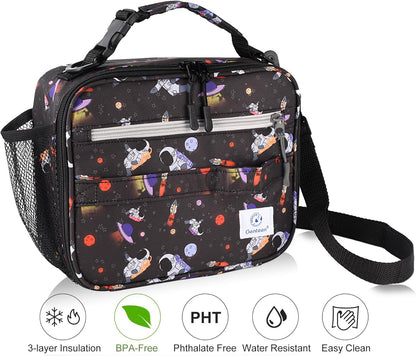 Genteen Lunch Box Kids, Insulated Lunch Bag Kids Boys Girls Back to School, Soft Lunch Box for Men Reusable Lunchbox for Office,Outdoor,School (Black)