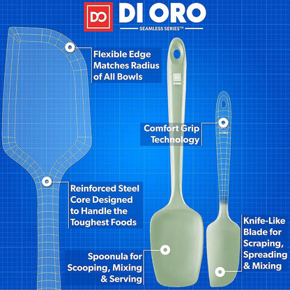DI ORO Silicone Spatula Set - Rubber Kitchen Spatulas for Baking, Cooking, & Mixing - 600°F Heat-Resistant & BPA Free Silicone Scraper Spatulas for Nonstick Cookware - Dishwasher Safe (3pc, Black)