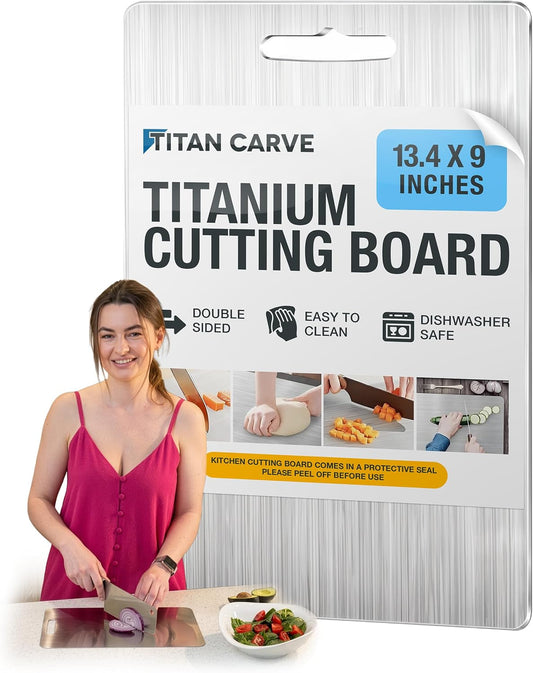 Titan Carve Titanium Cutting Board Double-Sided Metal Chopping Board