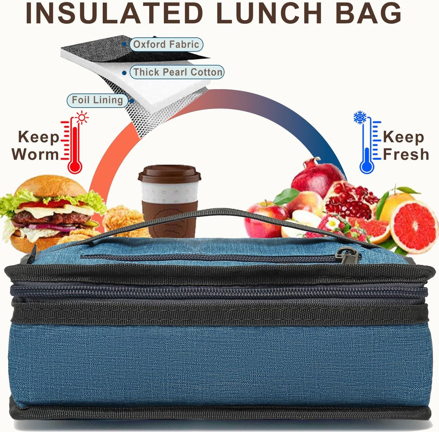 FlowFly Small Insulated Lunch box Portable Soft Bag Mini Cooler Thermal Meal Tote Kit with Handle for Work & School, Black