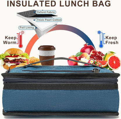 FlowFly Small Insulated Lunch box Portable Soft Bag Mini Cooler Thermal Meal Tote Kit with Handle for Work & School, Black