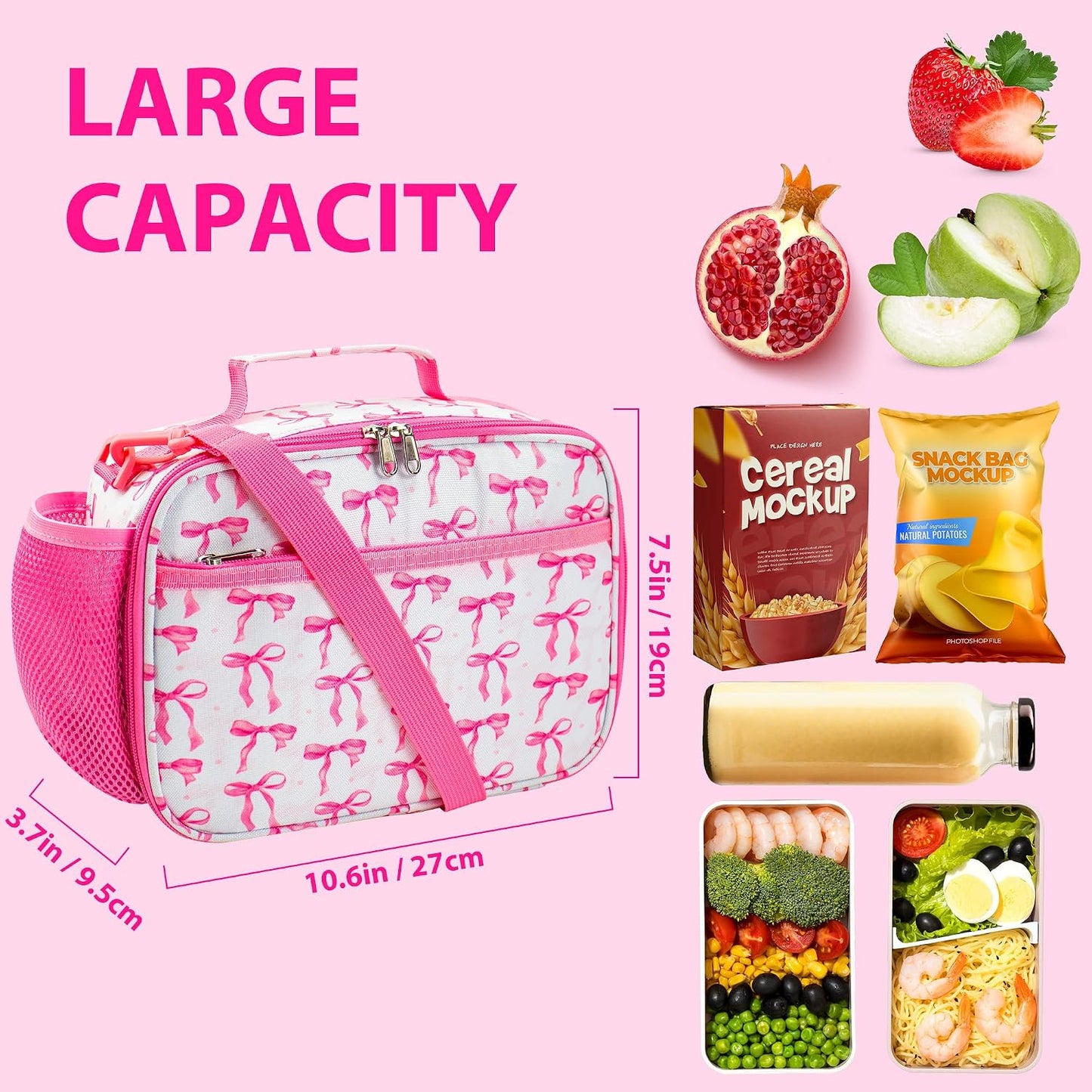 RLGPBON Kids Lunch Bag,Insulated Lunch Box for Girls,Lunch Bag Toddler Teen,School Daycare Cute Travel bags