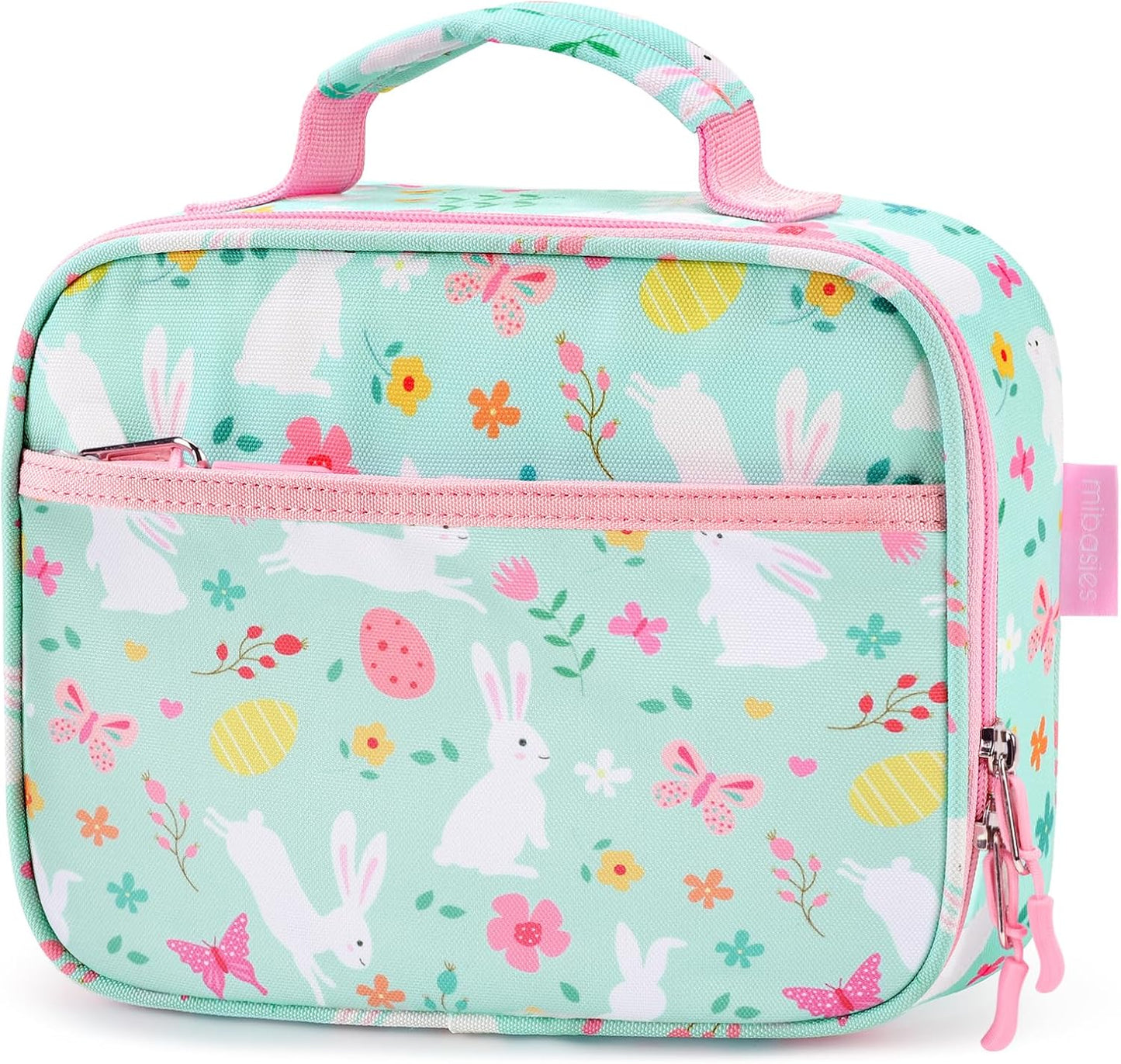 mibasies Kids Lunch Box for Girls Toddler, Insulated and Reusable Lunch Bag for School, Pink Rainbow