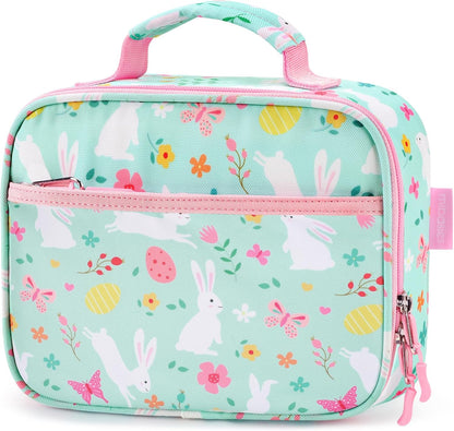 mibasies Kids Lunch Box for Girls Toddler, Insulated and Reusable Lunch Bag for School, Pink Rainbow