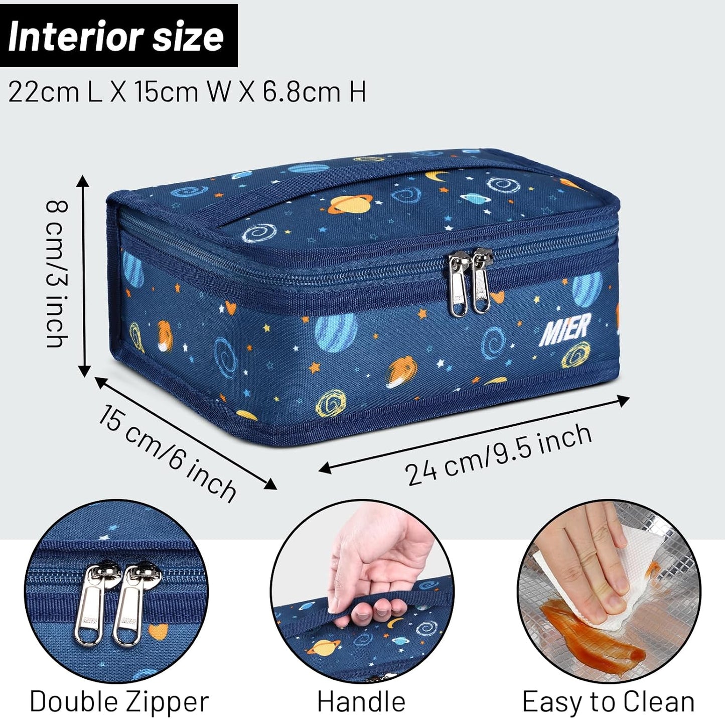 MIER Small Lunch Bag for Kids & Adults Compact Insulated Lunch Box Portable Thermal Mini Cooler for Work School Travel, Bluesteel