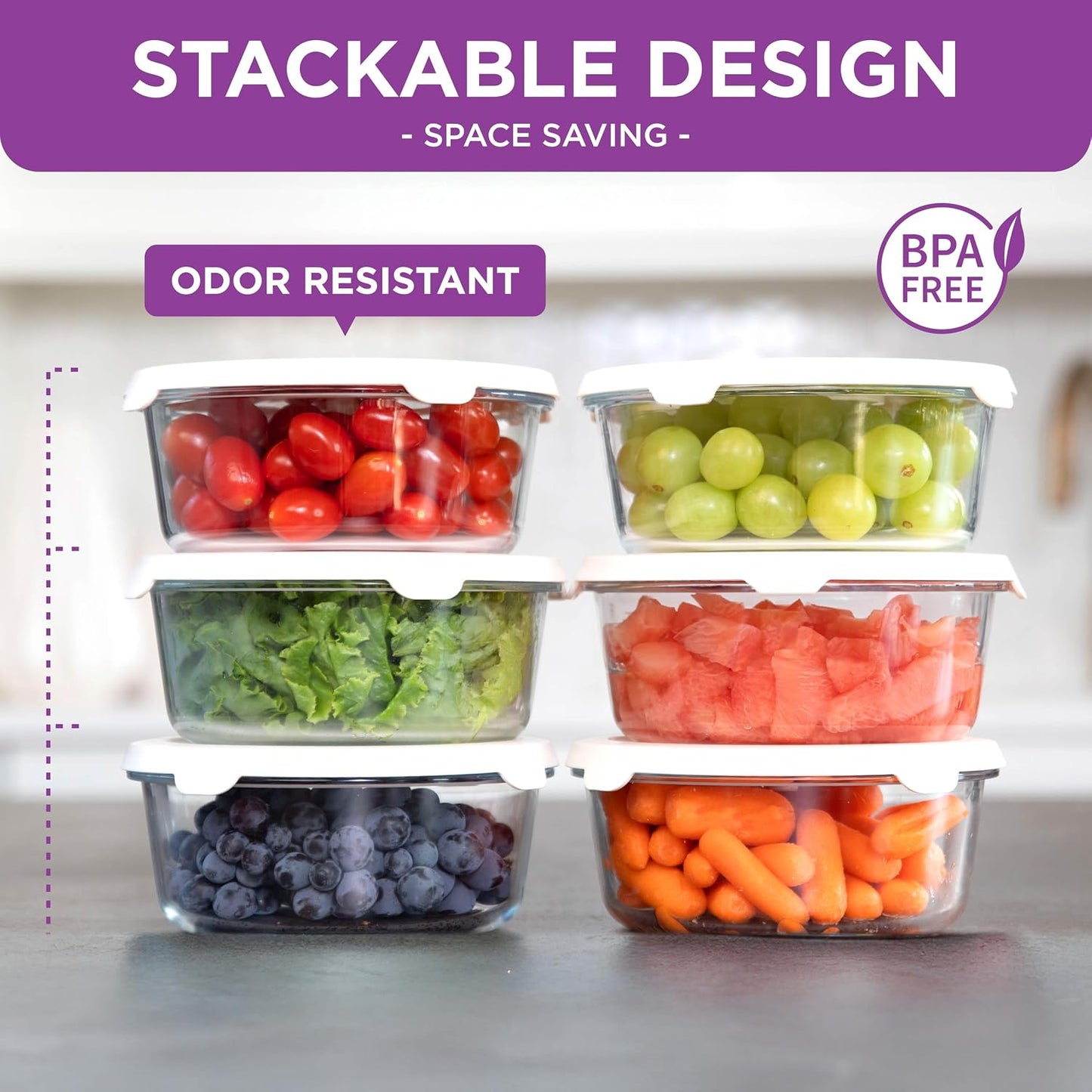 HOLDN’ STORAGE Vacuum Food Storage Containers, Set of 8 Glass Containers & Electronic Pump - Keep Food Fresh Longer, BPA-Free Glass, Leak-Proof, Ideal for Meal Prep, Marinating