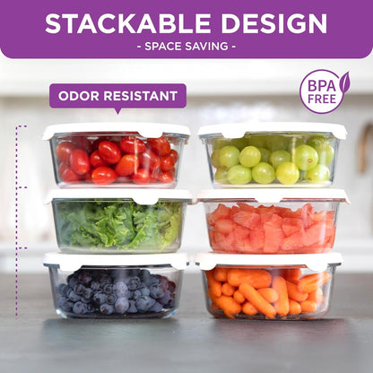 HOLDN’ STORAGE Vacuum Food Storage Containers, Set of 8 Glass Containers & Electronic Pump - Keep Food Fresh Longer, BPA-Free Glass, Leak-Proof, Ideal for Meal Prep, Marinating