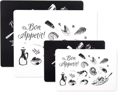 Dexas Heavy Duty Grippmat Flexible Designer Cutting Board Set of Four, 7.5 by 11", Bon Appetit Designs