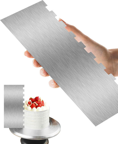 8.6 Inch Metal Cake Scraper Smoother, Edge Side Jagged Comb for Cream