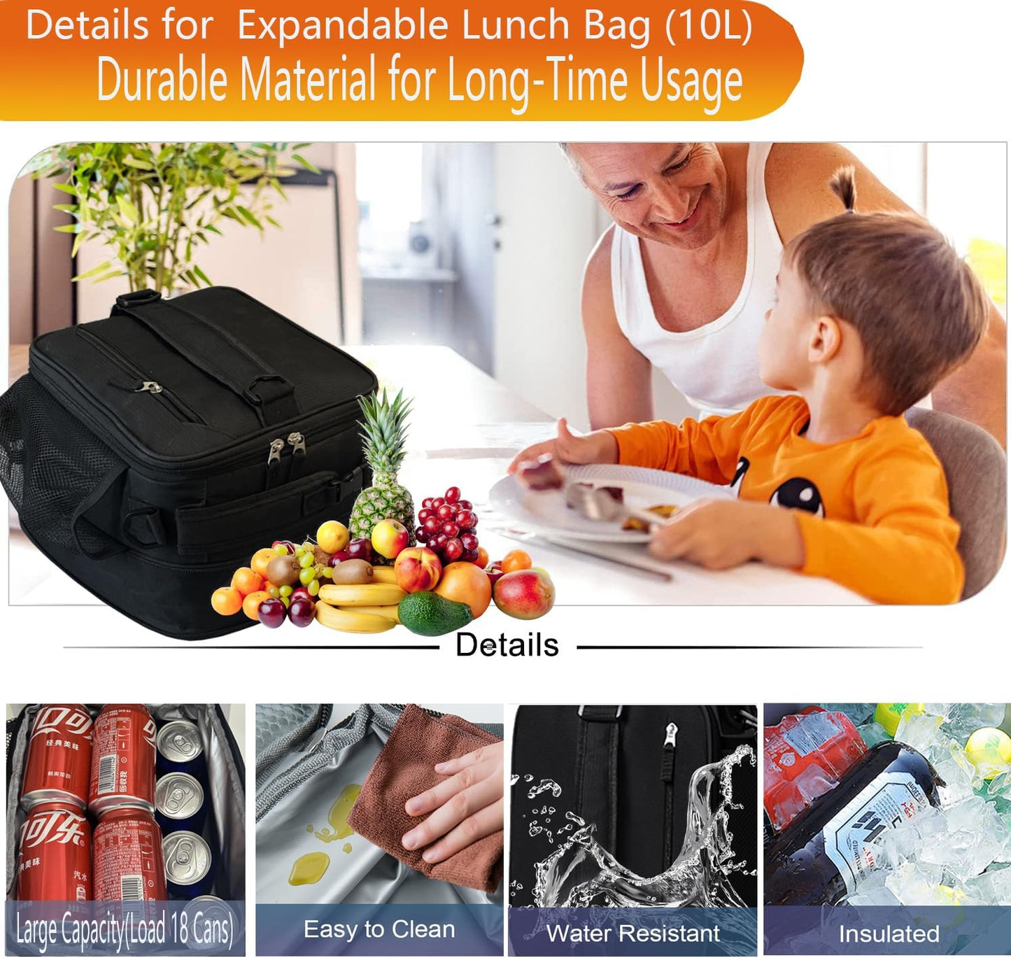 Lunch Box Insulated Lunch bag for Men Teen Kids Boys Adult Portable Stylish Small Lunchbox Special Design for Working Office school Picnic