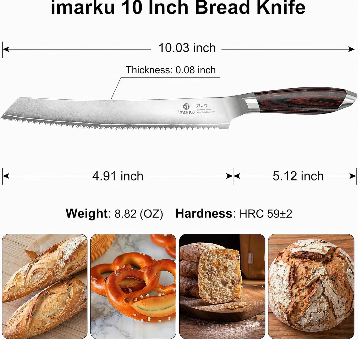imarku 10 Inch Bread Slicer,Adjustable Thickness Homemade Bread Knife