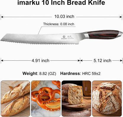 imarku 10 Inch Bread Slicer,Adjustable Thickness Homemade Bread Knife