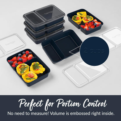 Bentgo Prep - 20-Piece 2-Compartment Reusable Meal Prep Containers with Lids, PFAS & BPA Free Materials, Durable, Microwave, Freezer, & Dishwasher Safe To Go Food Storage (Rose Gold)