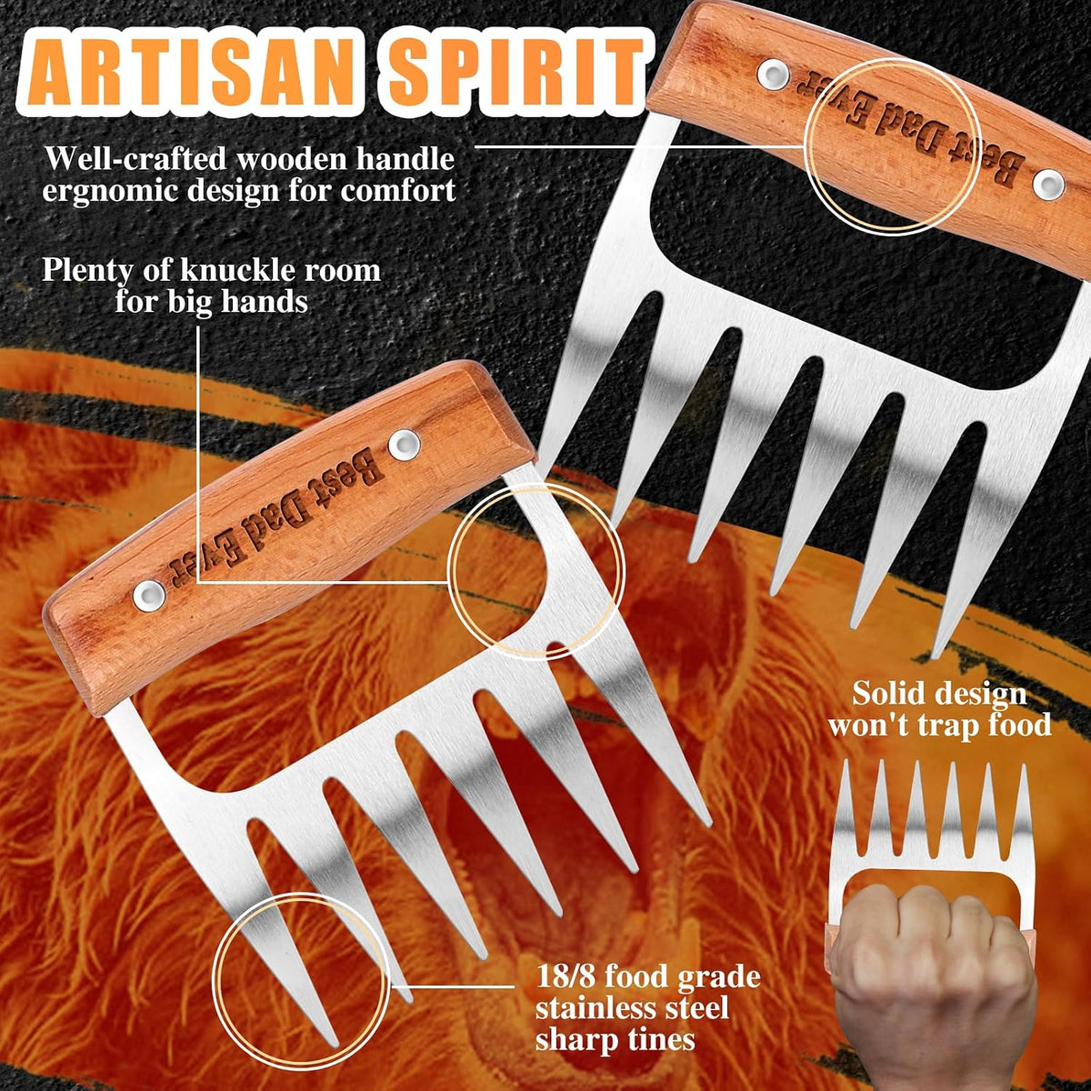 Stainless Steel Meat Shredder Claws, Best Dad Ever Gift