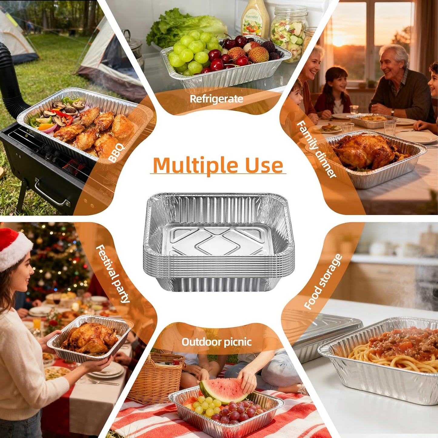 20 Pack 9x13 Aluminum Foil Pans with Lids - Heavy Duty Disposable Baking Pans, Oven Safe Steam Table Trays for Cooking, Meal Prep, Catering, Party, Food Storage & Transport - Silver, 2.5" Deep