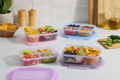 Ello Snap & Nest 10-Piece 4.5 Cup Plastic Meal Prep Set, Reusable Food Containers for Healthy Eating, Freezer, Dishwasher Safe, Berry Fields