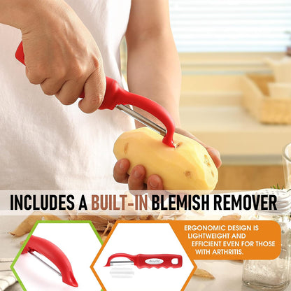 Spring Chef Premium Swivel Vegetable Peeler, Soft Grip Handle and Ultra Sharp Stainless Steel Blades - Perfect Kitchen Peeler For Veggie, Fruit, Potato, Carrot, Apple - Mango