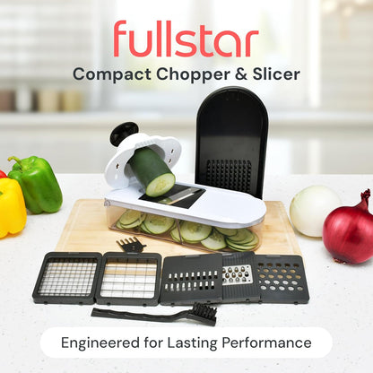 Fullstar Core Vegetable Chopper - Chop and Slice Lid - Food Chopper with Container, Veggie Chopper, Fruit Slicer, Onion Dicer - Meal Prep Essential - Kitchen Gadgets and Gifts (6-in-1, White/Black)