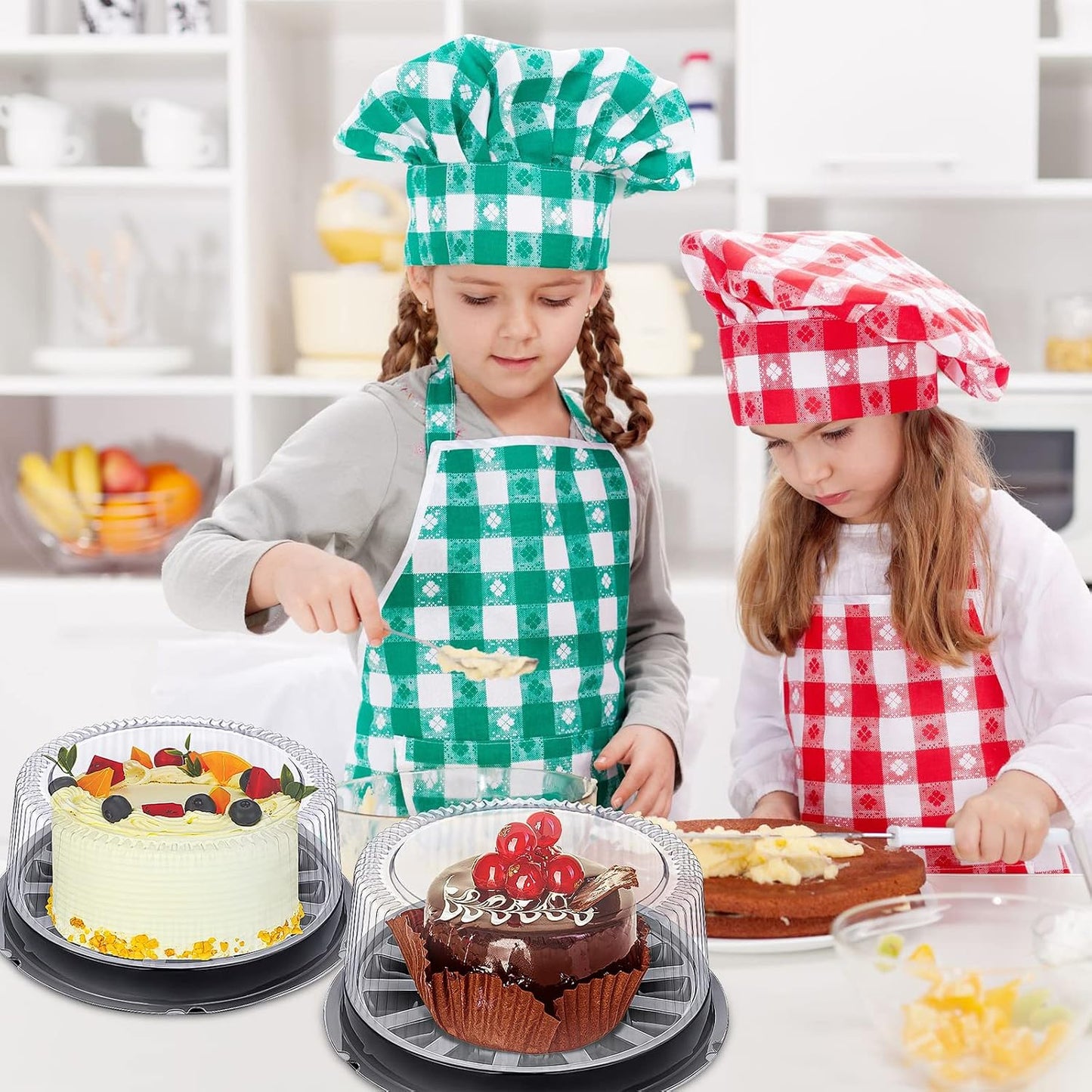 Thenshop 30 Pcs 11 Inch Plastic Disposable Round Cake Containers with Dome Lids and Black Cakes Boards Clear Cakes Boxes for Food Transport Mother's Day Wedding Birthday Party