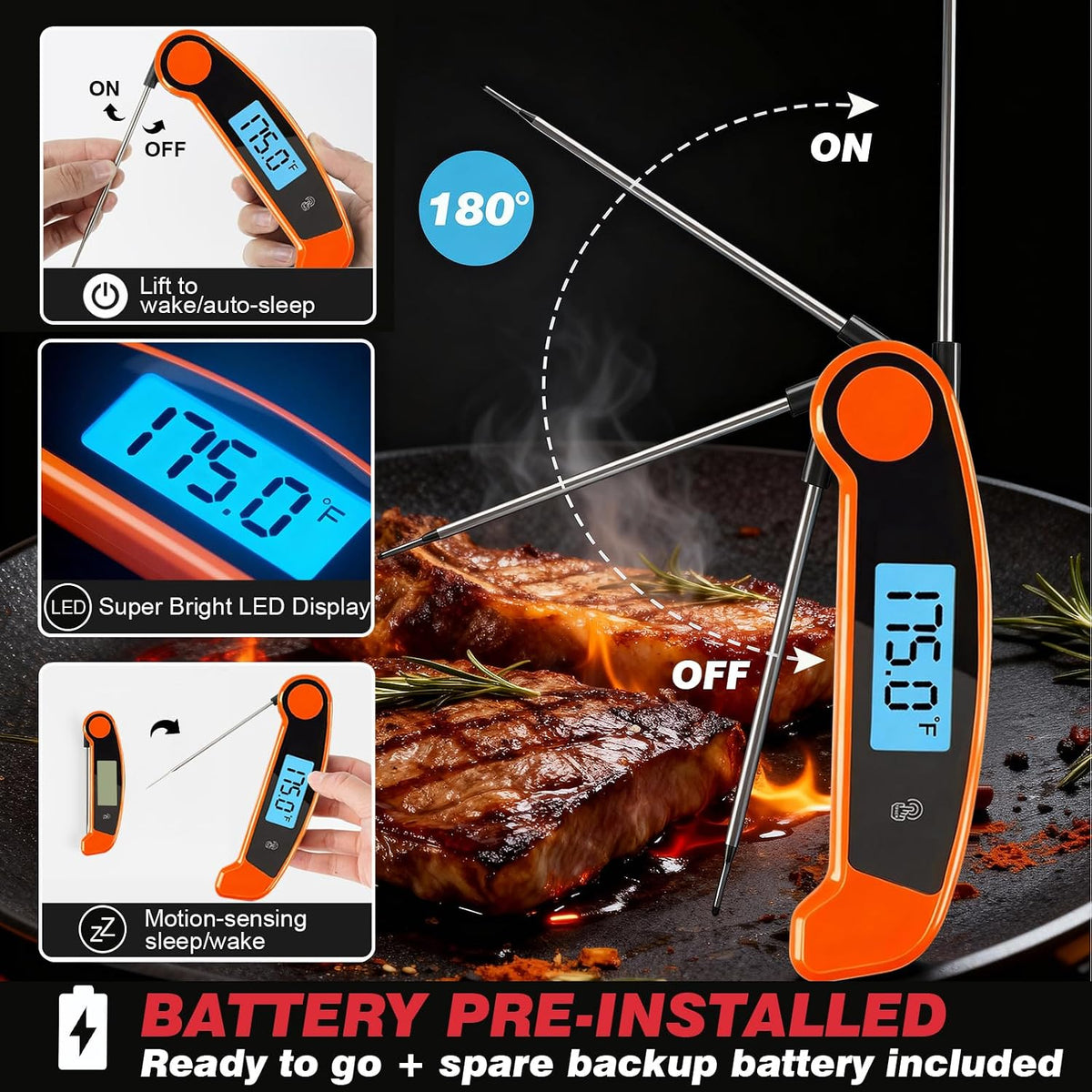 Oven Thermometer 2.75-Inch Dual Scale, 50-300°C/100-600°F, NSF 2‑Pack