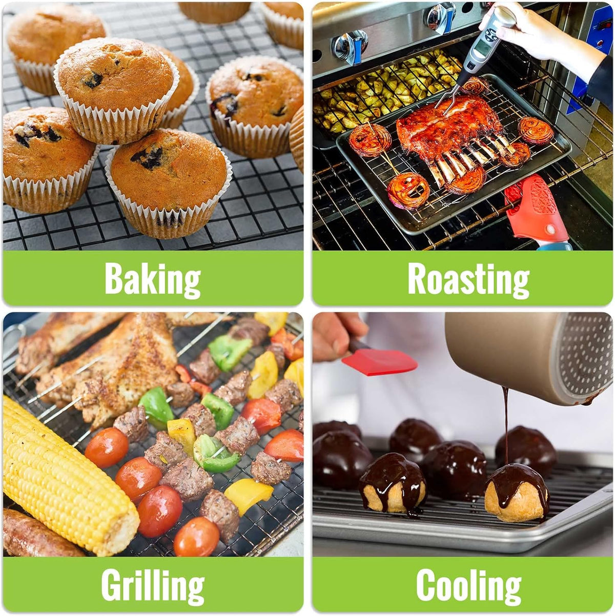 HULISEN Cooling Rack, 16 x 10 Inch Nonstick Baking Rack with Handles