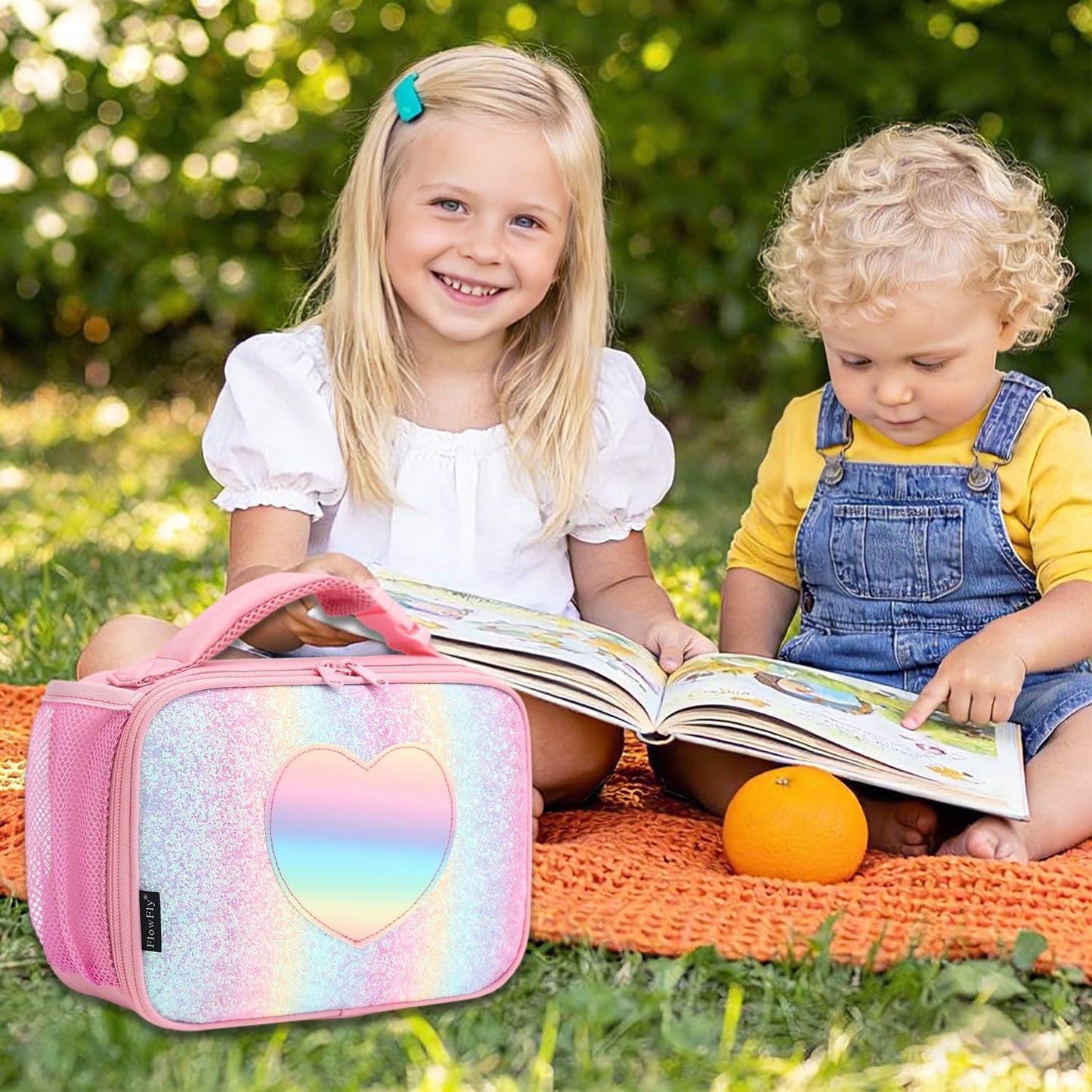 FlowFly Kids Lunch box Insulated Soft Bag Mini Cooler Back to School Thermal Meal Tote Kit for Girls, Boys, Black