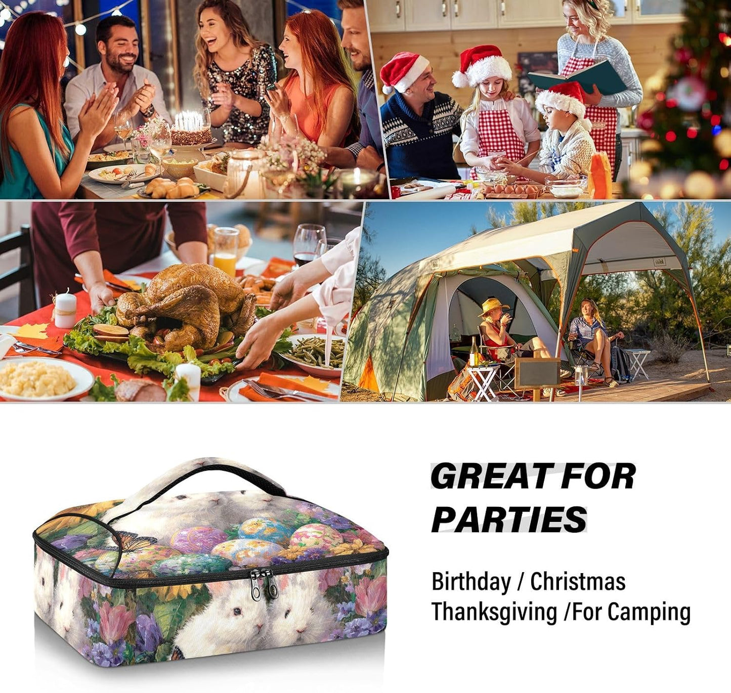Casserole Carriers for Hot or Cold Food Reusable Casserole Dish Carrier Insulated Thermal Large Capacity Durable Perfect for Party Camping Family Gatherings Yellow Fish - Colors A