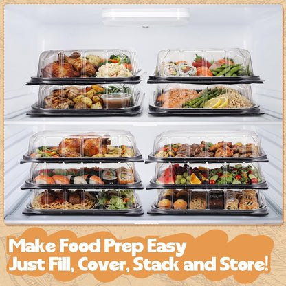 20 Sets Catering Trays with Lids, 12x8.5 Inch Heavy Duty Reusable Plastic Serving Trays with Lids, Catering Cookie Platter for Fruit Desserts Meal Prep Treats and Sandwiches for Travel Party