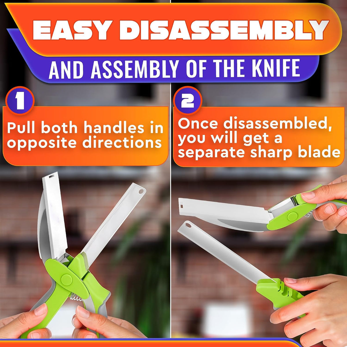 2 in 1 Kitchen Scissors for Food with Knife Sharpener (Grey)