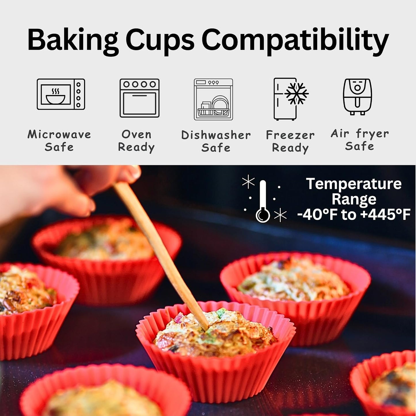 Silicone Baking Cups: Reusable Silicone Baking Cups, Non-Stick Muffin Liners, Cupcake Liner, Multicolor - 12 Pack