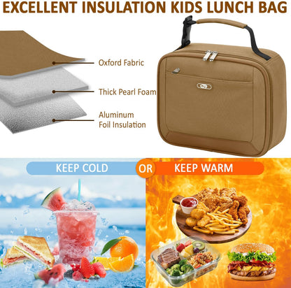 Lunch Box Kids Insulated Lunch Bag for Boys Girls Cute Reusable Lunch Tote Bag Waterproof Portable Thermal Lunch Box Kids for School Picnic Travel Black