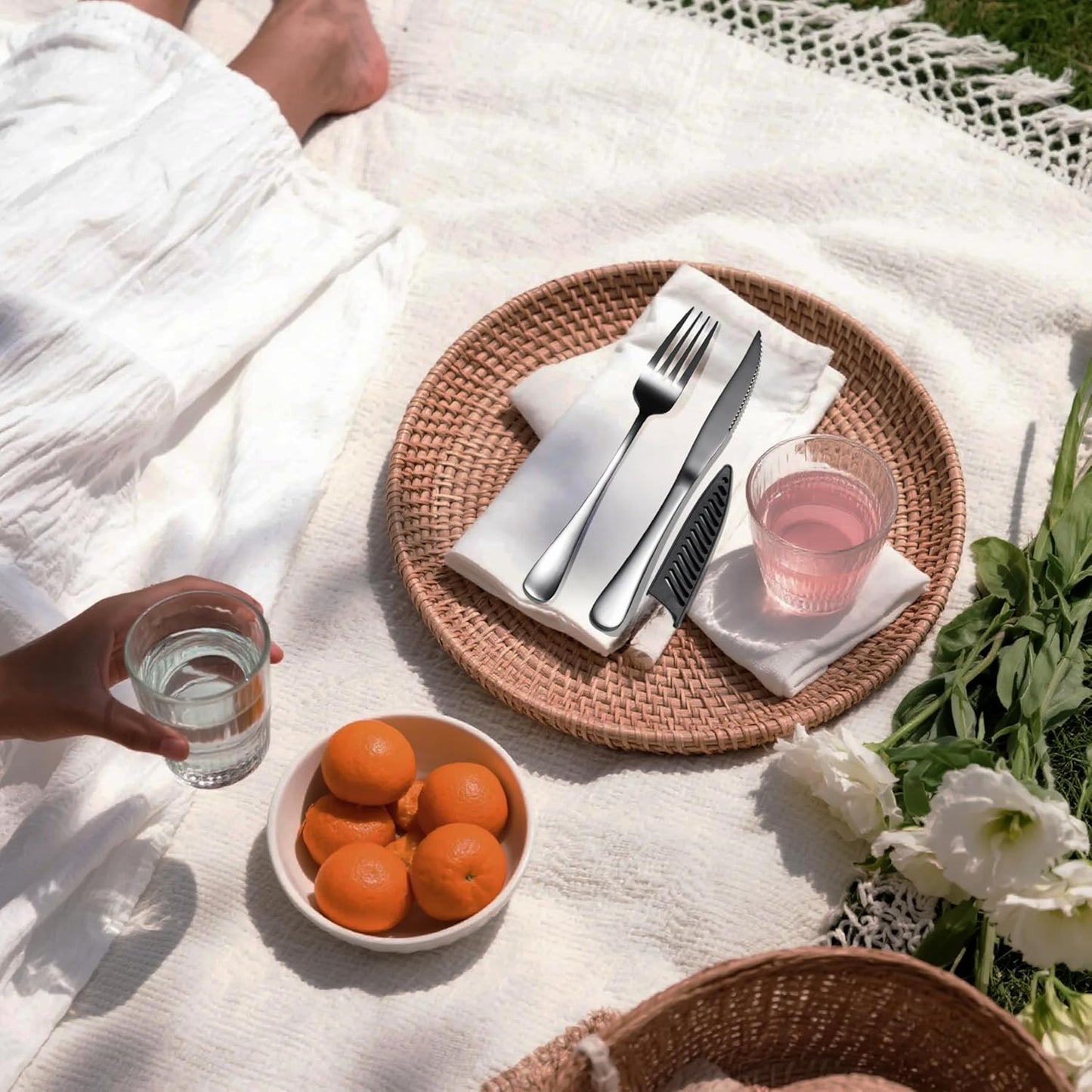 Camping Cutlery Set: Premium Portable Silverware Set with Case for Lunch Box, Travel, and Work Durable, Eco-Friendly, and Compact Utensils Including Fork, Spoon, and Knife for Adults on the Go