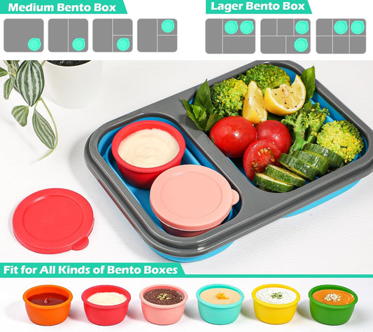 Webake 3" Silicone Pinch Bowls for Cooking Prep, 2oz Small Dipping Bowls Sauce Condiment Containers with Lids, BPA Free Set of 8