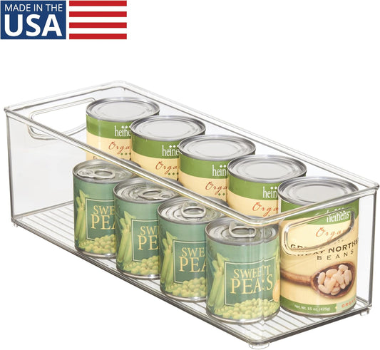 iDesign Plastic Stackable Pantry Bin - Storage Bin with Handles for Cabinets or Fridge - Set of 4 - Clear