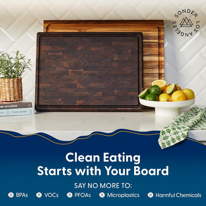 Sonder Los Angeles Doheny Wood Cutting Board Set | Acacia Edge Grain Cutting Board for Kitchen with Juice Groove | Perfect for Compact Daily Use | Gift Box Included | 14x10x1 in & 12x8x1 in