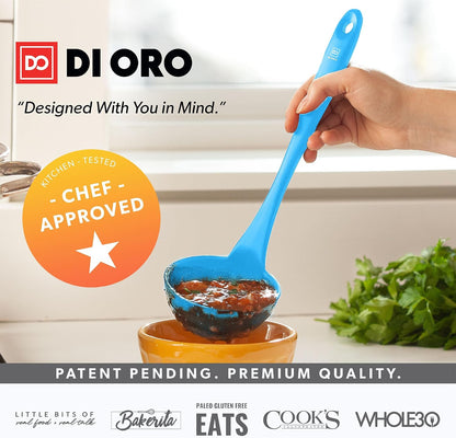 DI ORO Silicone Ladle - Soup & Serving, 600F Heat Resistant, Black