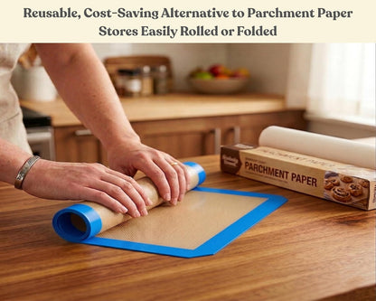 Silicone Pastry Mat with Measurements, 28 x 20 Inch Extra Thick Non-Slip Nonstick XL Baking Mat for Dough Rolling, Kneading, Fondant and Pie, Red