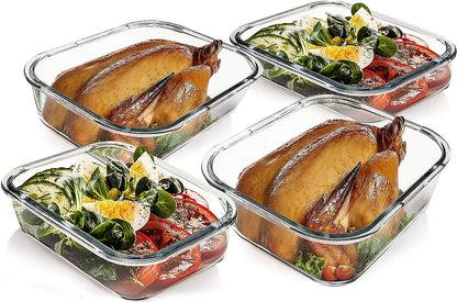 M MCIRCO [80 oz & 36 oz Extra Large Glass Food Storage/Baking Containers Set with Lids, 2 Pack 80 oz(10 cup)&2 Pack 36 oz (4.5 cup) Airtight Glass Container,Microwave,Oven,Freezer and Dishwasher