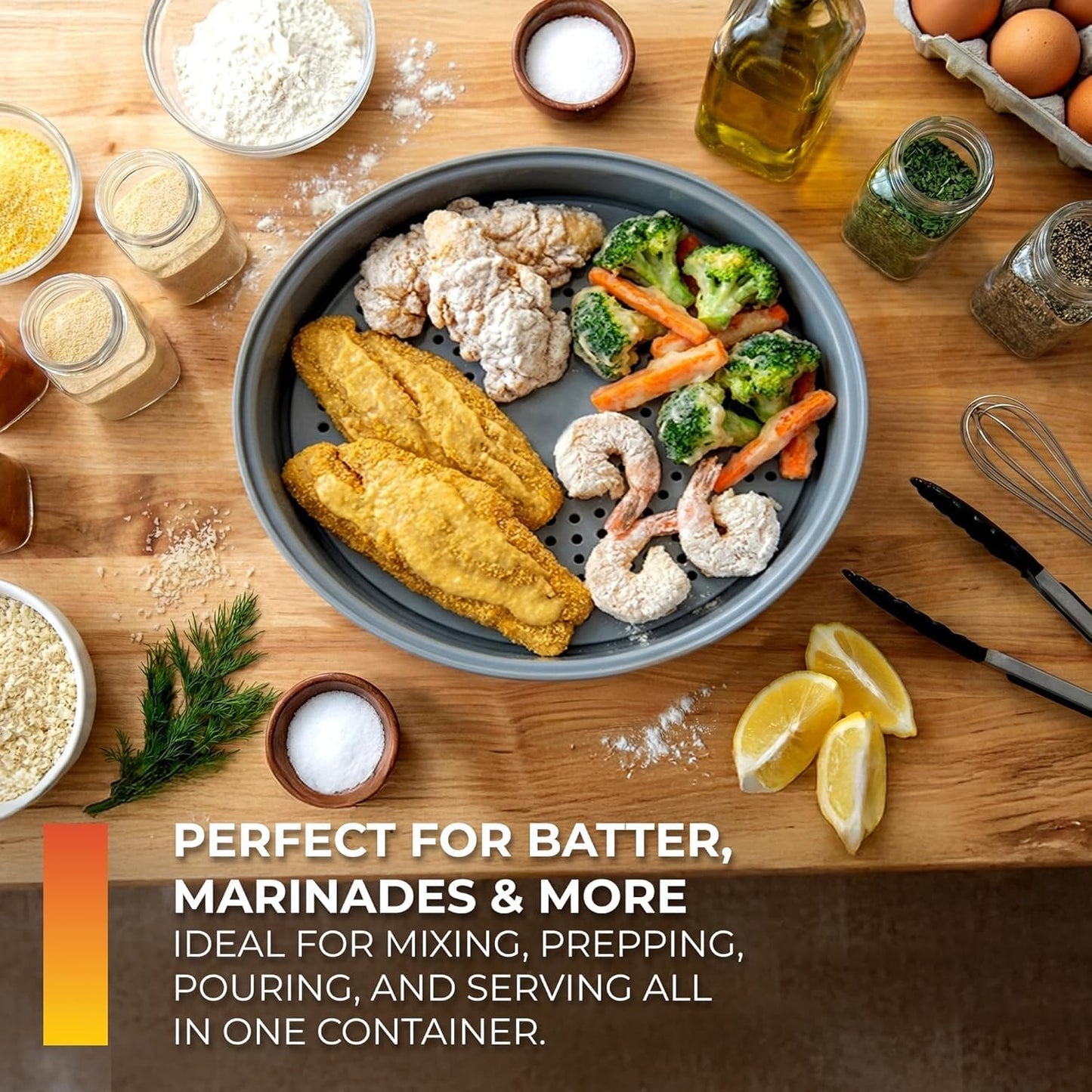 CanCooker Batter Bowl XL: Collapsible, Mess-Free, Dishwasher and Microwave Safe, Chemical-Free in Vibrant Orange
