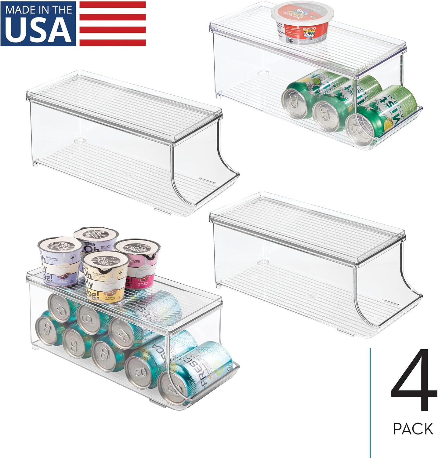 iDesign Soda Can Organizer with Lid for Pantry or Refrigerator - Clear - Made in USA