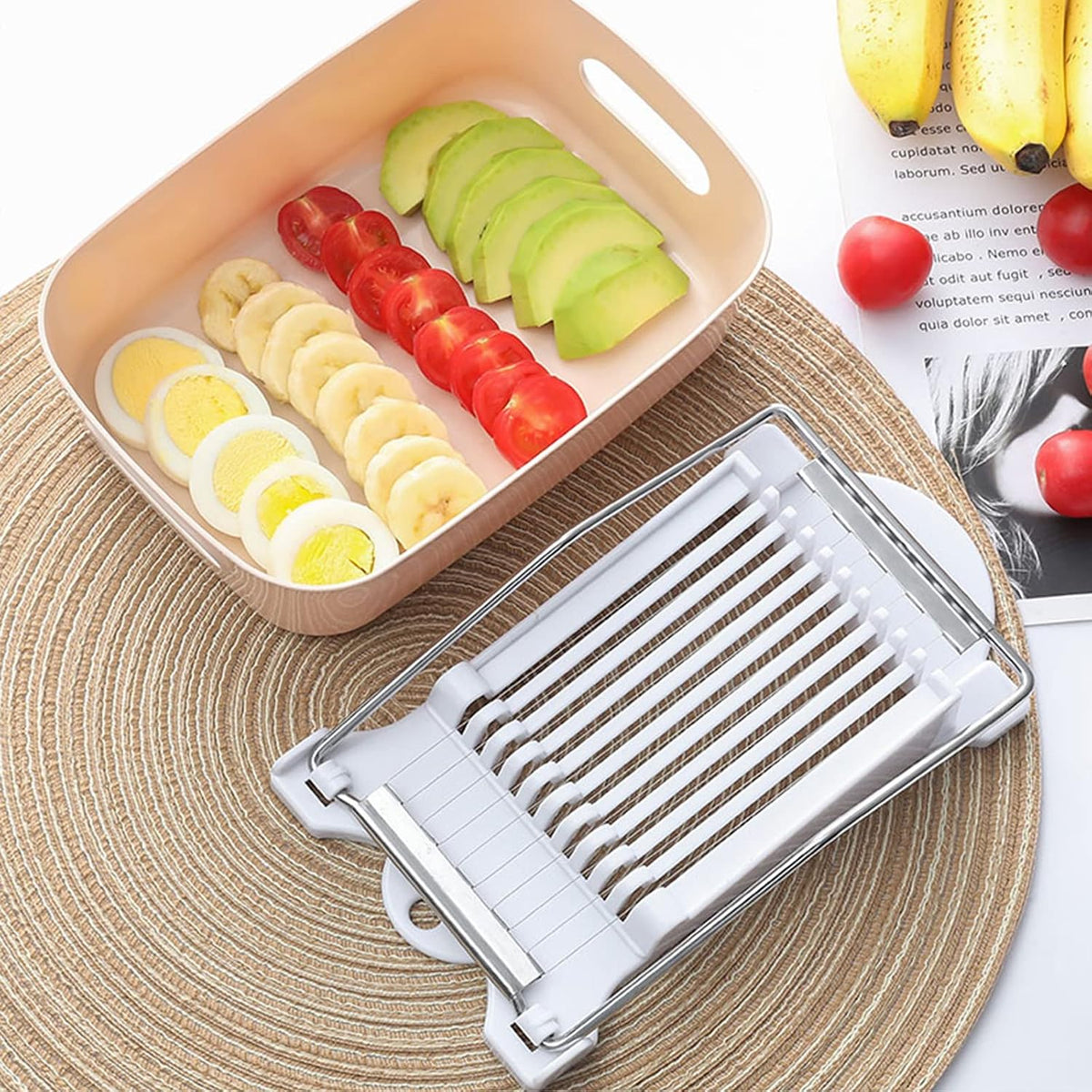FENGCHEN Luncheon Meat Slicer, Spam Cutter with 10 Stainless Steel Wires, Slice Tool for Boiled Eggs, Banana, Avocado, Black