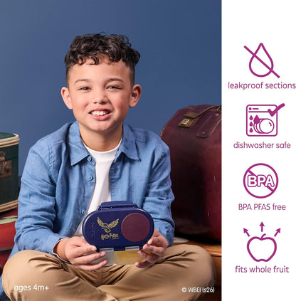 b.box Snack Box 2-Pack - Leak Proof Mini Bento Box for Kids & Toddlers, 2 Compartment Snack Containers for Kids, Dishwasher Safe, BPA-Free, PFAS-Free, Ages 4mo+, 1 3/4 Cup Each (Strawberry + Lilac)