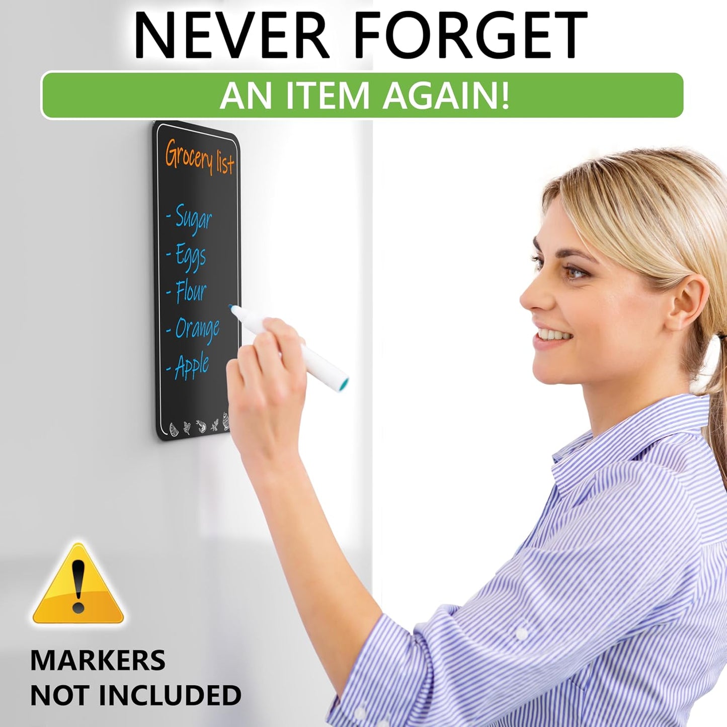 Dry Erase Grocery List for Fridge - 4.5 x 8.5 in White Dry Erase Shopping List for Fridge - Magnetic Grocery List Whiteboard Fridge Notepad - Erasable Grocery List Magnet Board for Refrigerator