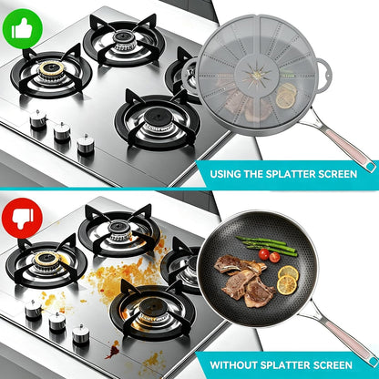 Silicone Splatter Screen for Frying Pan, Foldable Splash Guard, Multi-Use Grease Splatter Guard,Heat-Resistant Trivet Mat, 12" Non-Stick Oil Splatter Guard, Dishwasher Safe, BPA Free-red
