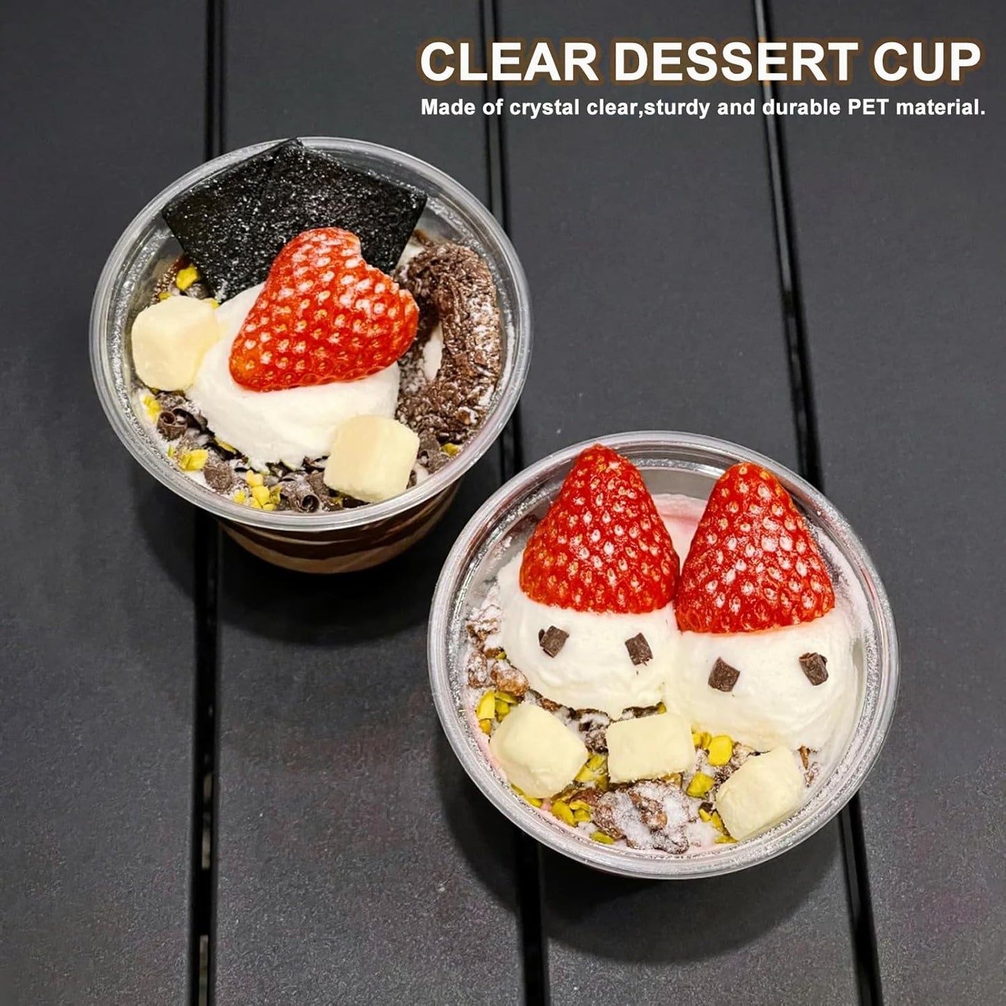 Disposable Food Containers With Lids And Spoons 50 Pack 12 oz Mini Parfait Dessert Cups Take Out Meal Prep Salad Bowls For Lunch, Plastic Ice Cream Bowls Pet, Acai Bowl, To-Go Party Containers(12oz)