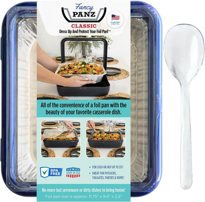 Fancy Panz Red Classic Aluminum Foil Pan Carrier with Secure Latch Lid - Reusable Casserole Carrier for Half Size Pans - Food Transport Holder for Potlucks, Parties, Tailgates & Entertaining