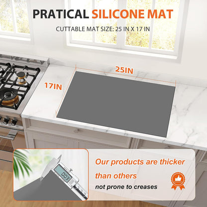 Silicone Mat Roll - Silicone Mats for Kitchen Counter, Heat Resistant Countertop Protector, Non-Slip Table Mat Desk Saver Pad, Multi-functional Cuttable Silicone Mat, Craft Mat - 17IN X 5FT